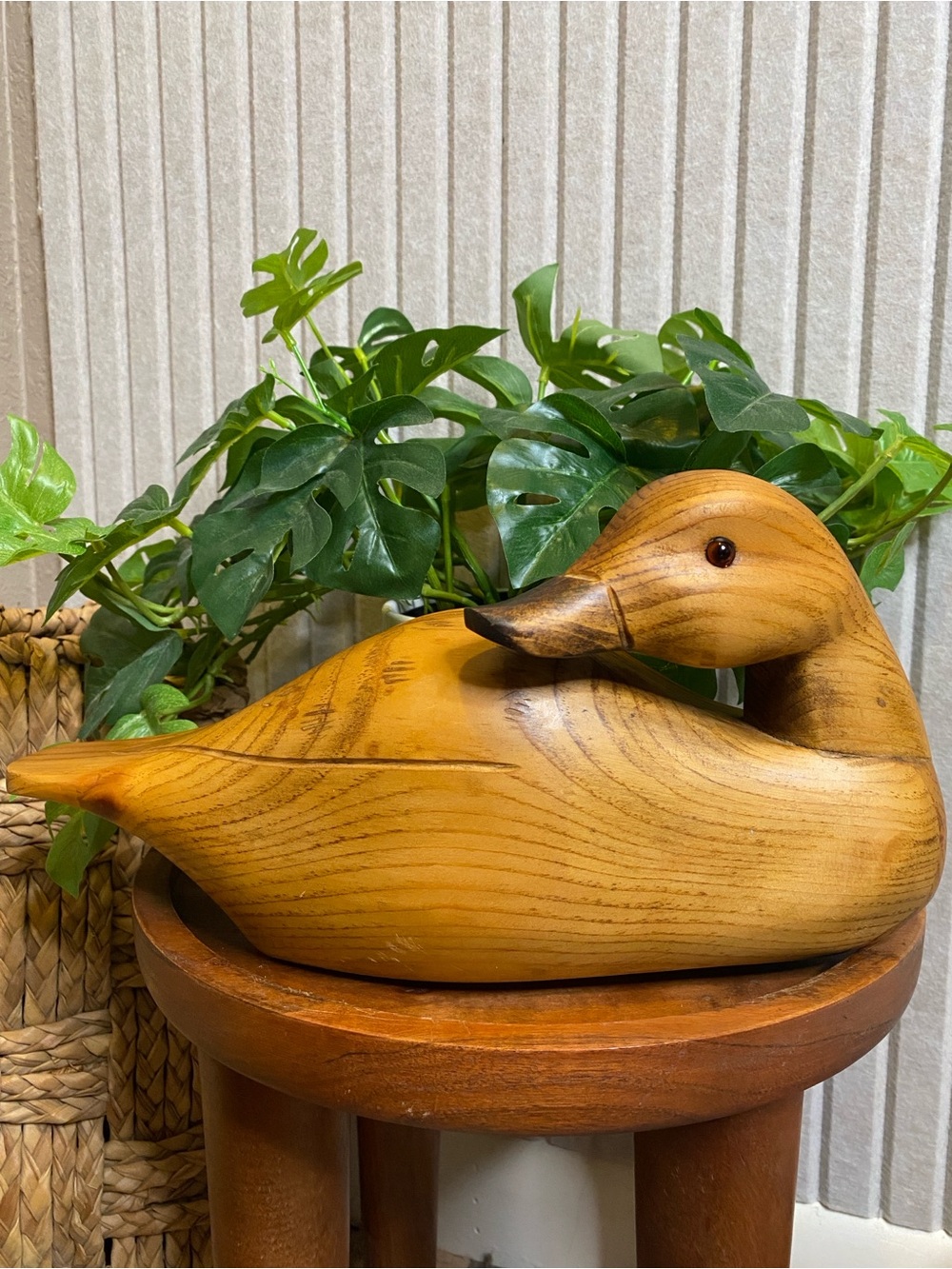 VTG Stanstead Decoy Duck Hand Carved Wooden Cottagecore Made In Canada SIGNED